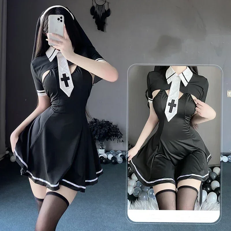 Halloween kostýmy sexy mníšky Ženy Cosplay spodná bielizeň gotická slúžka anime roleplay outfits Tassel Carnival Fancy Dress Up Party