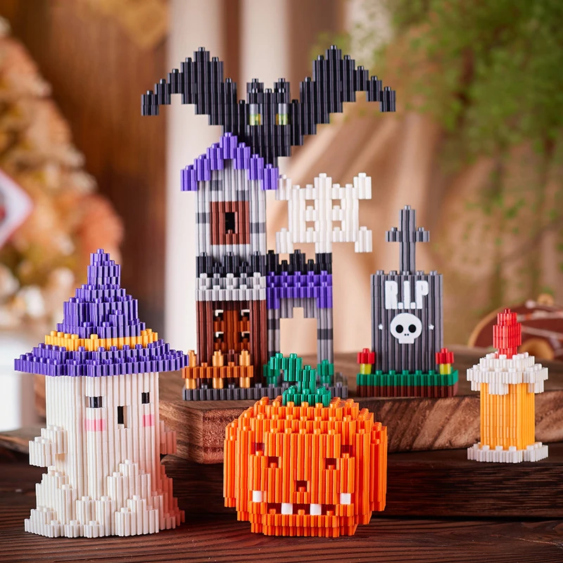 Halloween Kreatívne stavebné bloky sada Halloween Hut Huunted House Pumpkin House Dekorácie tehly DIY Kit Hračky vianočné darčeky