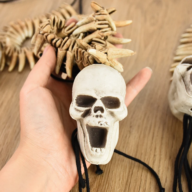 Halloween lebky kosti náhrdelník hororová kostra kostra vlk Závesné závesné prívesky pre Halloween Party Home Haunted House DIY DEOBOP PROP