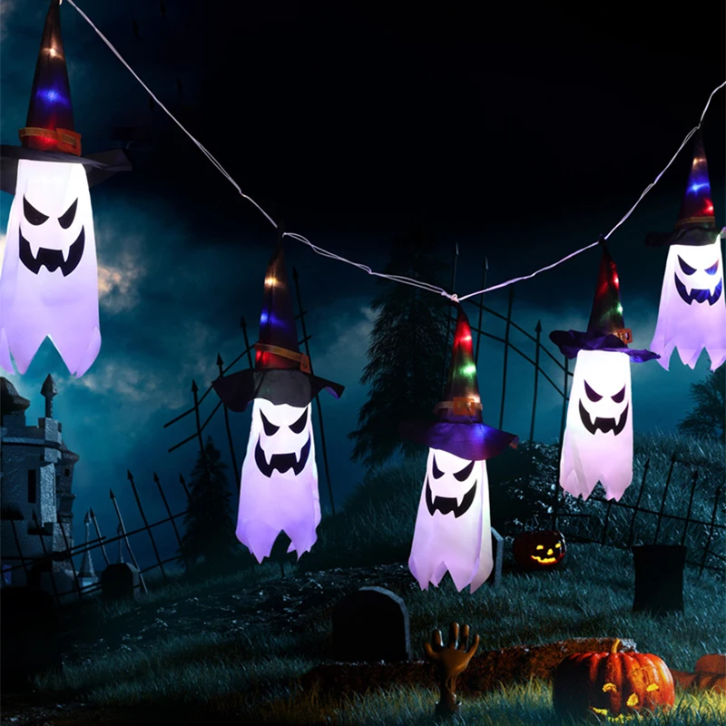 Halloween Lights, 11,5 stôp batérie ovládané 5 Ghost Led Svetlá Halloween dekorácie, pre vnútornú vonkajšiu domácu párty dekor