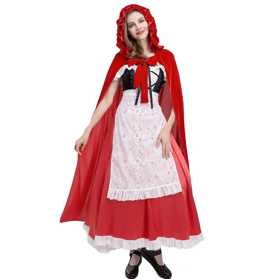 Halloween Little Red Riding Hood Stage Kostým rozprávka Cosplay outfit pre dospelé ženy