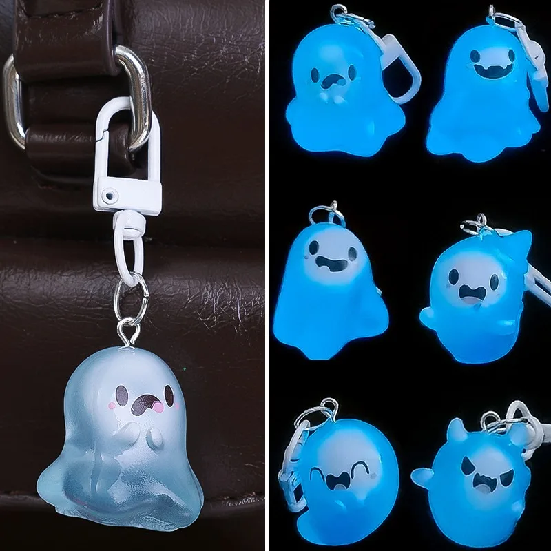 Halloween Luminous Ghost Keychain Prenosná živica kľúče roztomilé plávajúce ghost kľúče festival festival Zhromažďovanie mobilného telefónu Kľúčový prívesok
