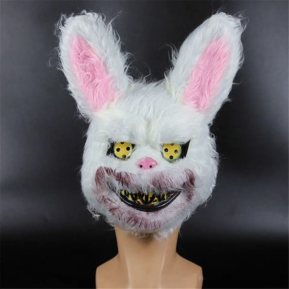 Halloween Maska biely zajačik králikom Krvavý strašidelný Halloween Horror Killer Masque Stracy Strade Maska pre dospelých