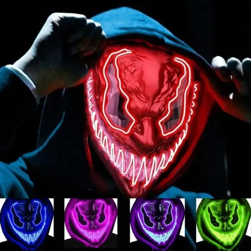 Halloween Neon Venom 2 GLELING MASKA Európske a americké filmy Horor Funny Full Face LED Maska Color Cosplay kostýmy Dodávky kostýmov