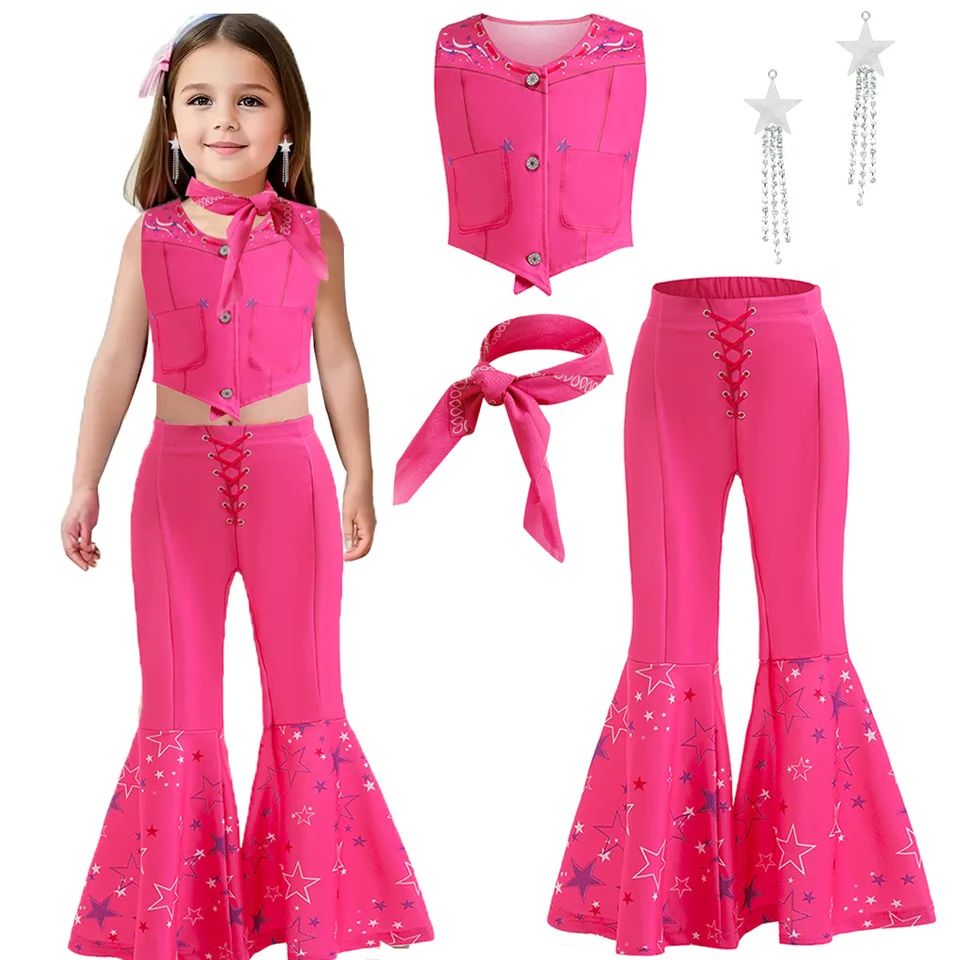 Halloween nový cosplay barbie set girls javiskový pódium kostým hviezda tlač Sweet and roztomilý Barbie Pink Set na 3-10 rokov