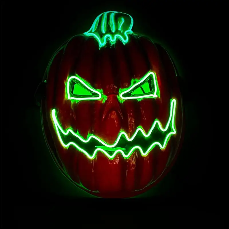 Halloween Party rekvity Luminát LED hororová maska ​​Gloiwng Neon Pumpkin Head Mask Maska Light Up Ghost Face Mask strašidelná dekorácia