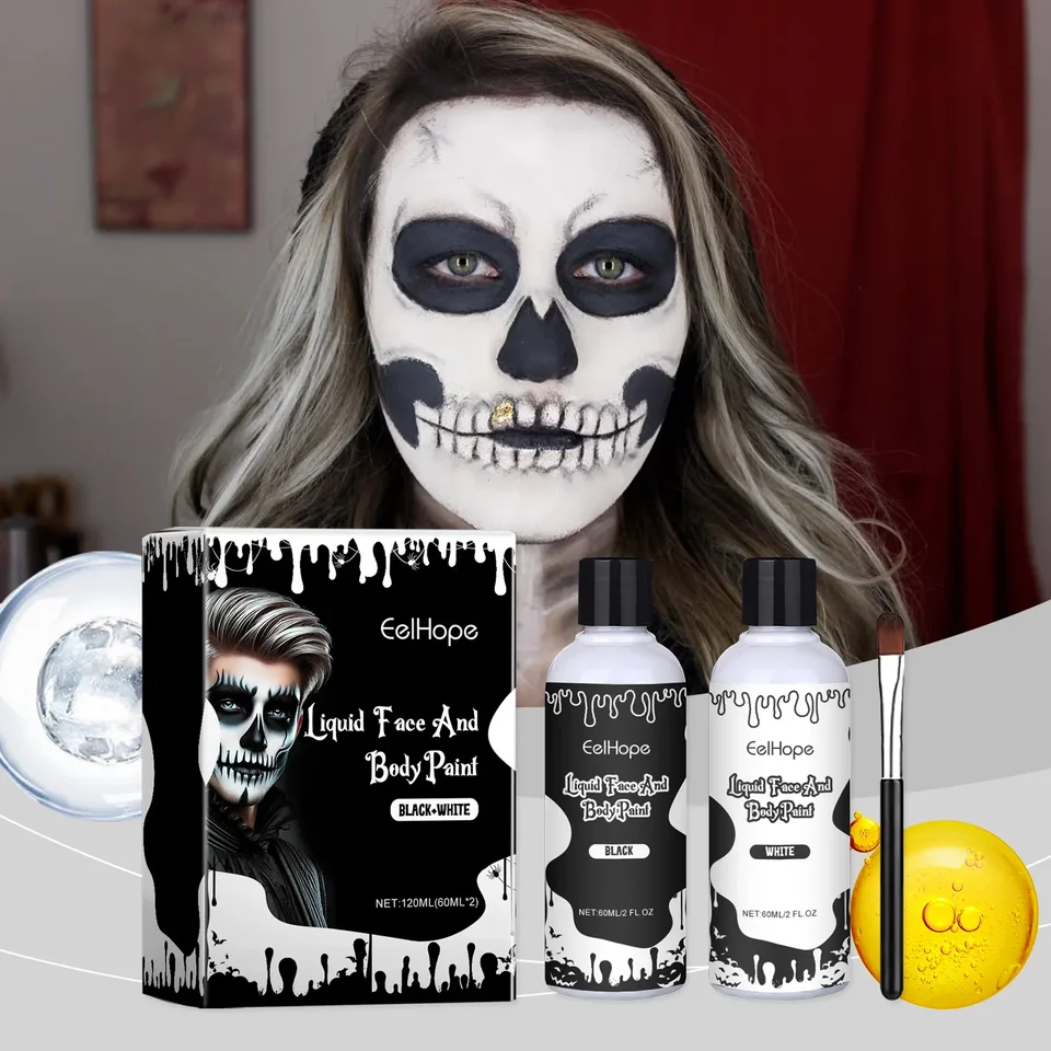 Halloween Party Rýchlo sušená maľba tekutý maľujúci maľba make-up klaun farebný maľba Liquid Halloween makeup