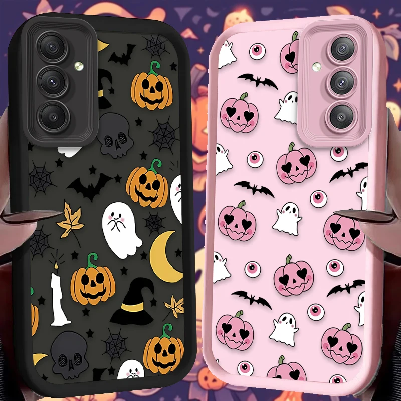 Halloween Pumpkin Ghost Case pre Samsung Galaxy S25 S24 S23 Ultra S22 S21 Plus Fe 5G A54 A34 A14 A73 A53 A33 5G Silikónový kryt