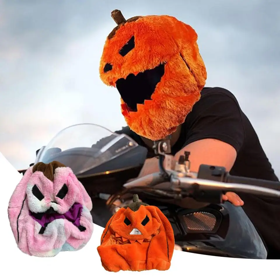 Halloween Pumpkin Motorcycle Helma kryt plyšová tekvica chránič motocykla pre chránič Halloween s plnou prilbou