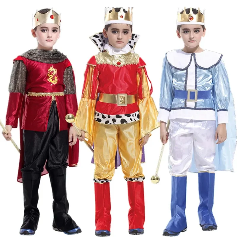 Halloween Purim King Prince Kostýmy s topánkami kryt plášť pre chlapcov Cosplay Clothing Set No Scepter EA9253