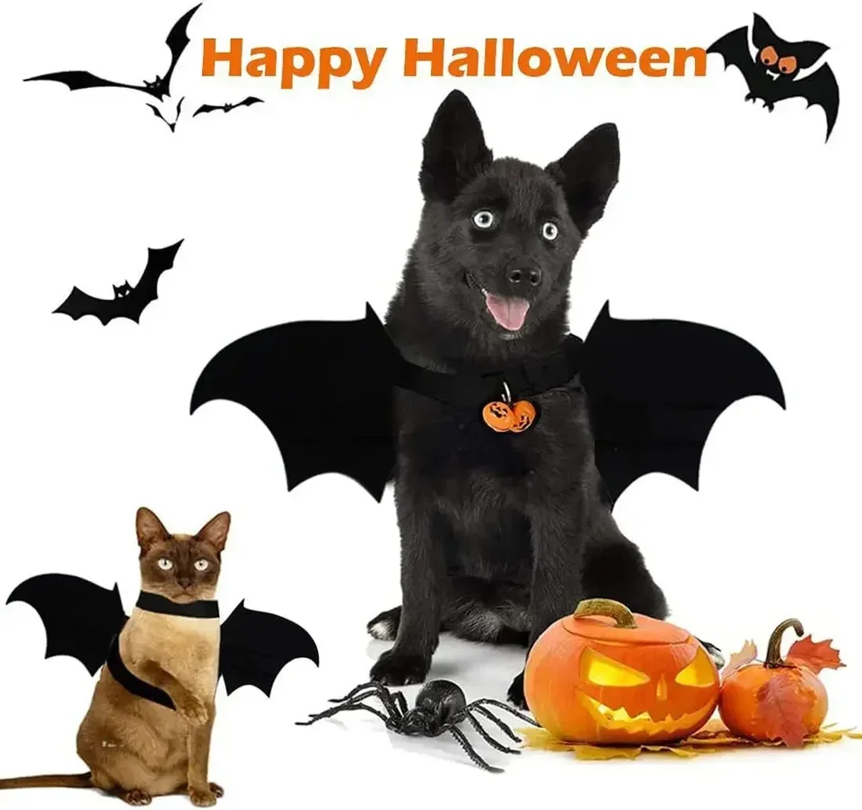Halloween roztomilý domáci psí psie oblečenie Čierne netopiere krídla postroj kostým cosplay party party domáce zvieratá dekorácie Dodávky mačiek Dogs príslušenstvo