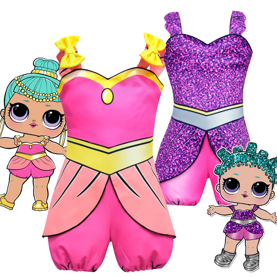 Halloween ružové kombinézy Summer Doll Rompers kostým pre deti dievča Halloween roztomilý