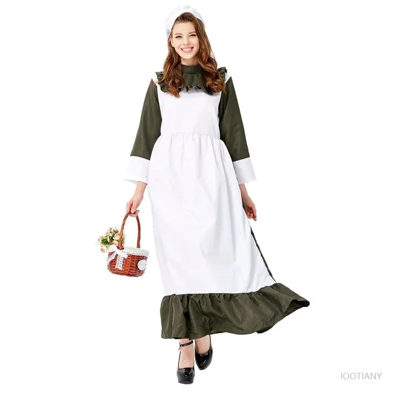Halloween sexy roztomilý japonská lolita tmavo zelená slúžka Tradičné šaty maškaráda francúzsky farmársky kaštieľ šéfkuchárka čašníčka rola