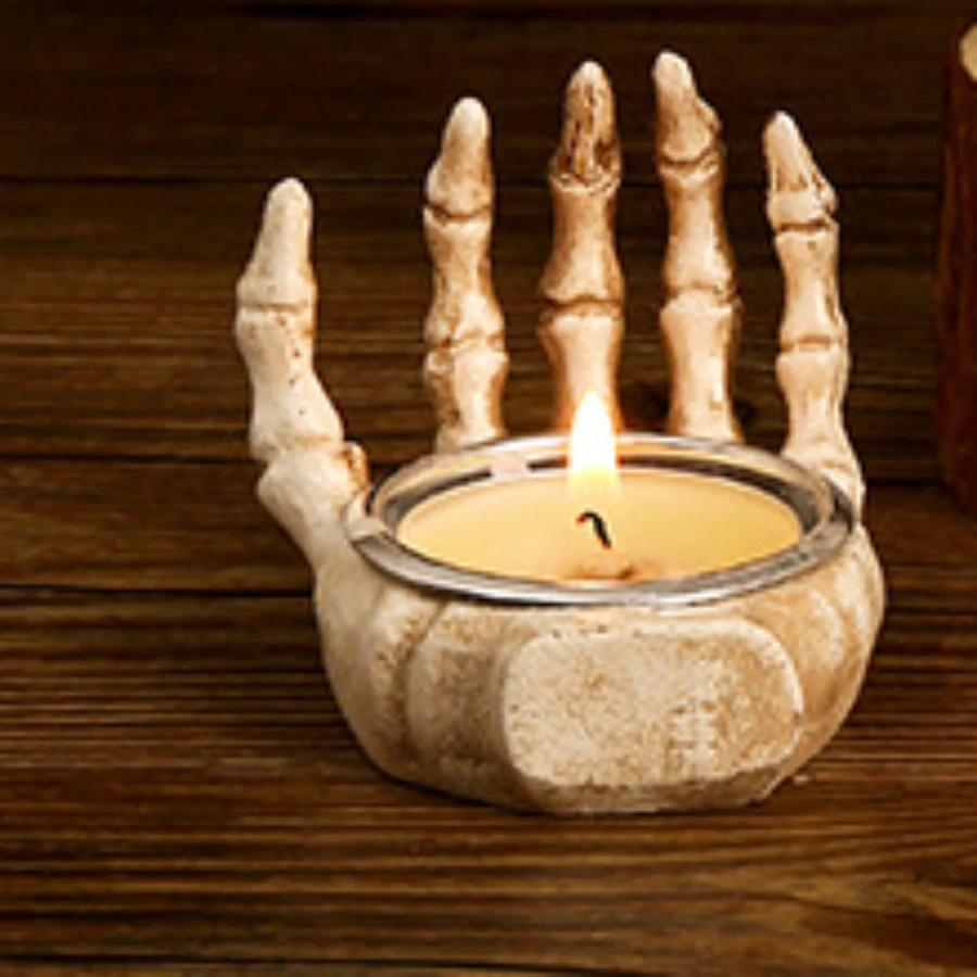 Halloween Skeleton Palm Candlestick Spooky Dekorácie