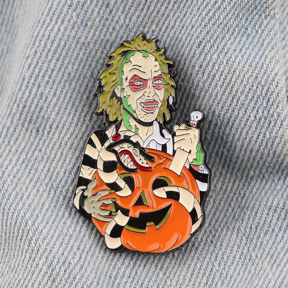 Halloween smaltový kloš Pin Horror Film Series Zhromažďovať odznak roztomilé deti darček šperky zdobené batohové klobúky goliere brošne