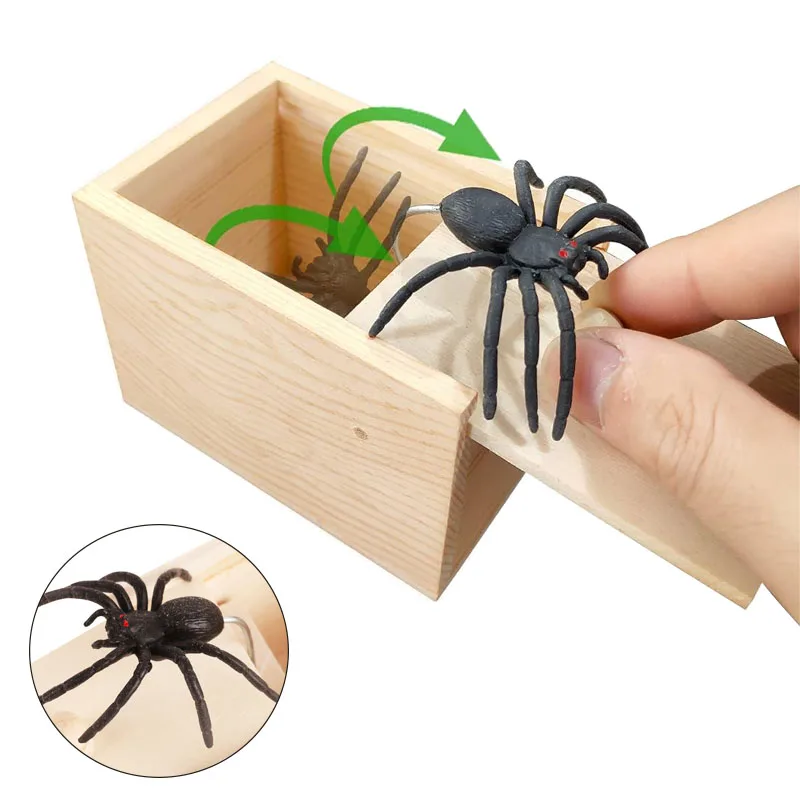 Halloween Spaces Scare Box Spider Skryl Drevená pokladňa Domáci party Fun Game Hračky Halloween Horor rekvizity Domáca dekorácia