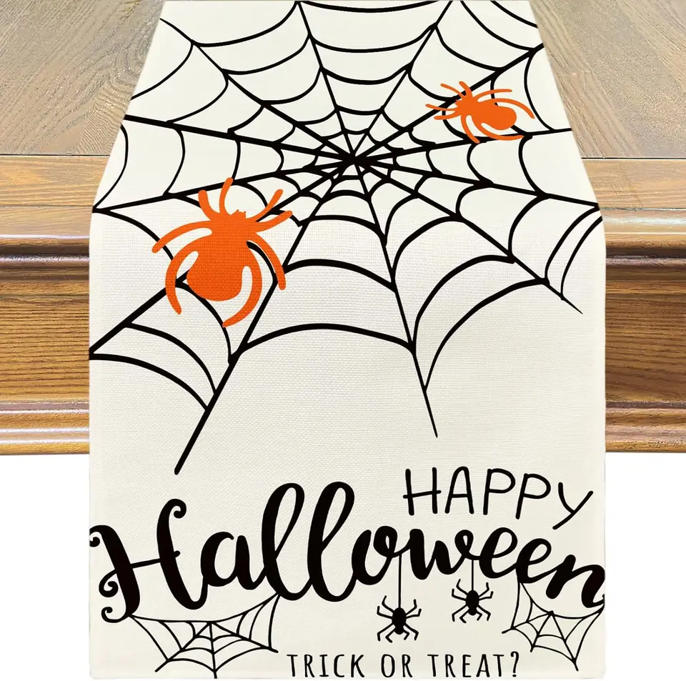 Halloween Spider Web Linen Table Runners Fall Holiday Kitchen Party Dodatočný stôl DECORD DRESSER Šál pre HALLOWEEN DECORÁCIE