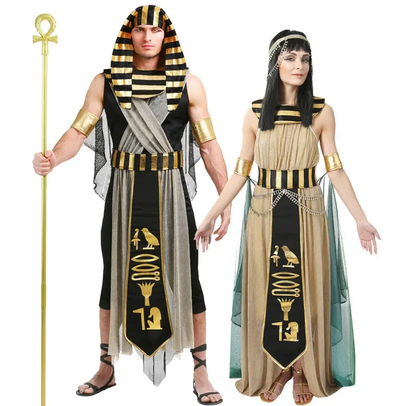 Halloween Staroveký Egypt Egyptský kostým faraóna pre mužov Kráľ Kleopatra Queen Cosplay Carnival Party Stredoveké párty