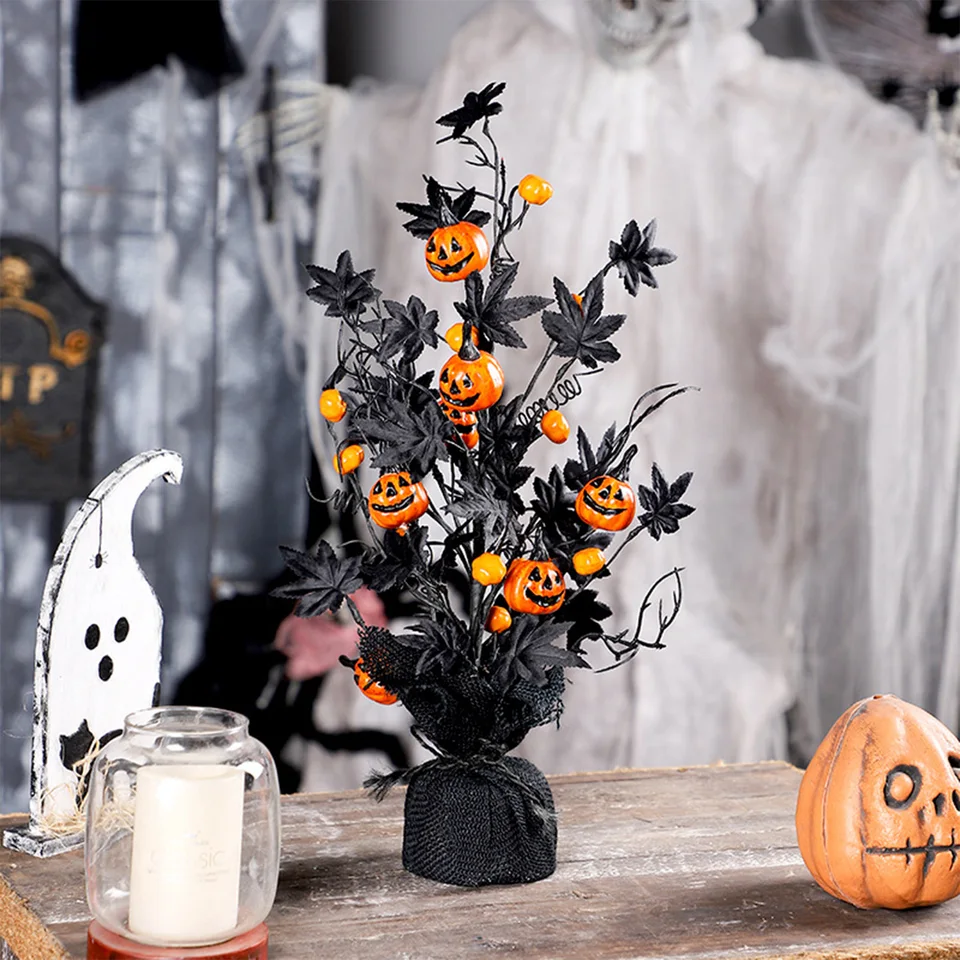 Halloween stonky dekorácie umelé tekvica javorový list kvetinové stonky dizajn vhodné pre obývaciu izbu okenná miao
