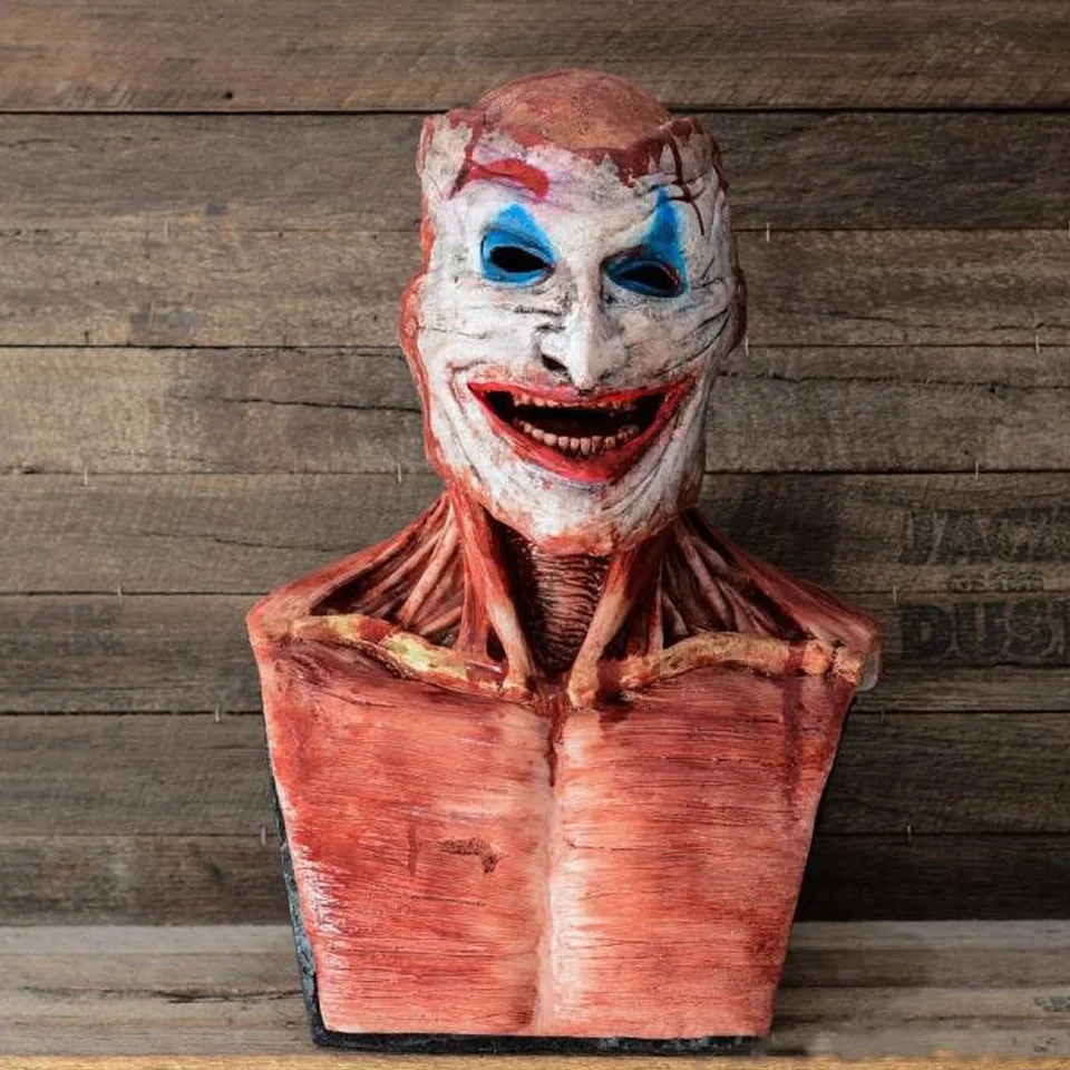 Halloween strašidelná lebka Joker Mask Cosplay Horor Hnudné ústa dvojvrstvová kostra kostra klauna Killer Latex Helma Party prop