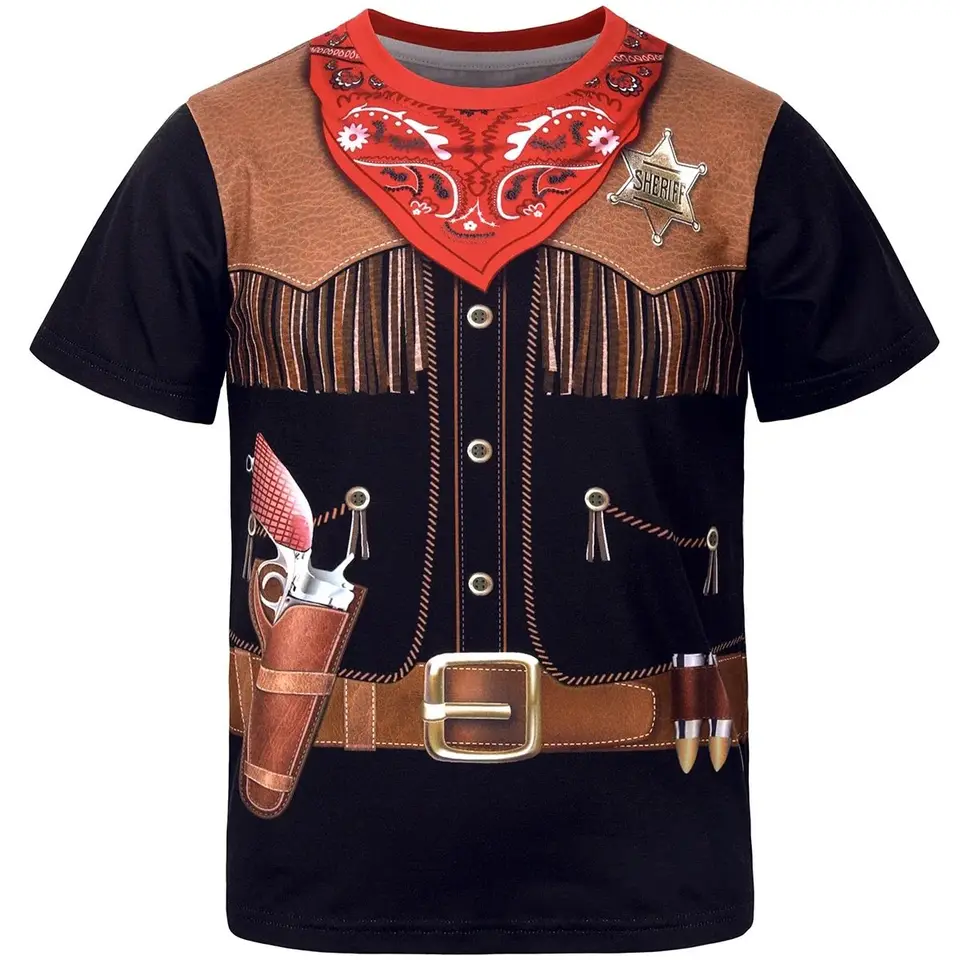 Halloween Tričko Children Cosplay policajný kostým Klaun karnevalov festival s krátkym rukávom Summer Novinka nádherná kvalita Top 6xl