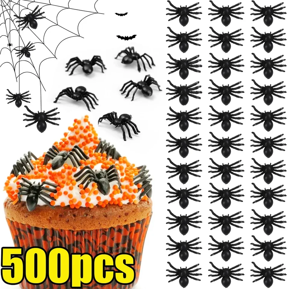 Halloween čierny malý pavúk dekorácia plastové strašidelné domy pavúky falošné hororové simulácie hračky domácnosti DIY Supplies