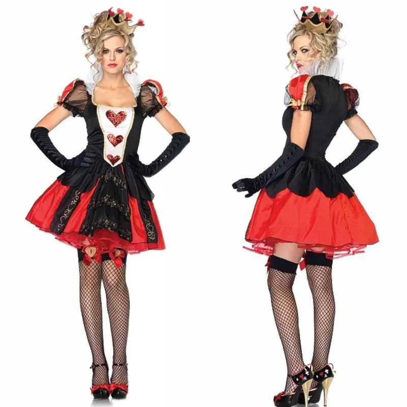Halloween ženy cosplay šaty červené srdce broskyňa srdce kráľovná