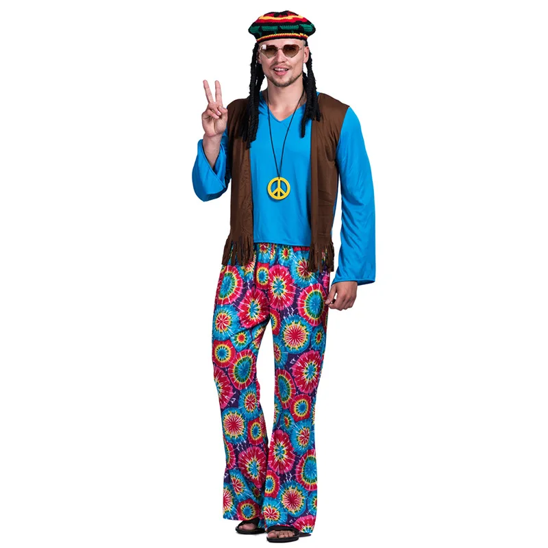 Halloween's Nový trend pánsky oblečenie hippies oblečenie mierových nadšencov 70. rokov muž Halloween Cosplay kostýmy cos jazz tanečný