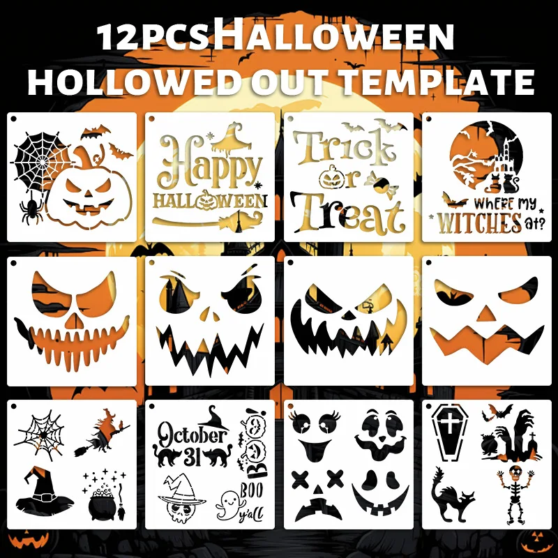 Halloweenské témy šablóny pre maľovanie domácich majstrov vrstvenia šablóny maľba zo scrapbook sfarbenie erazu album dekoratívna šablóna