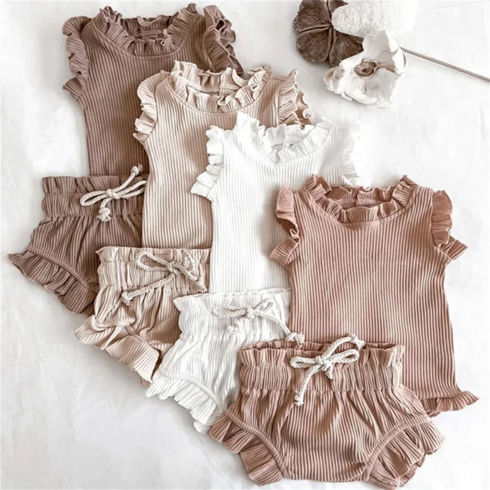 Hample Lace Collar Romper for Girls oblečenie letné vinobranie bavlnené rebrované detské detské telesné batoľatá dievčat