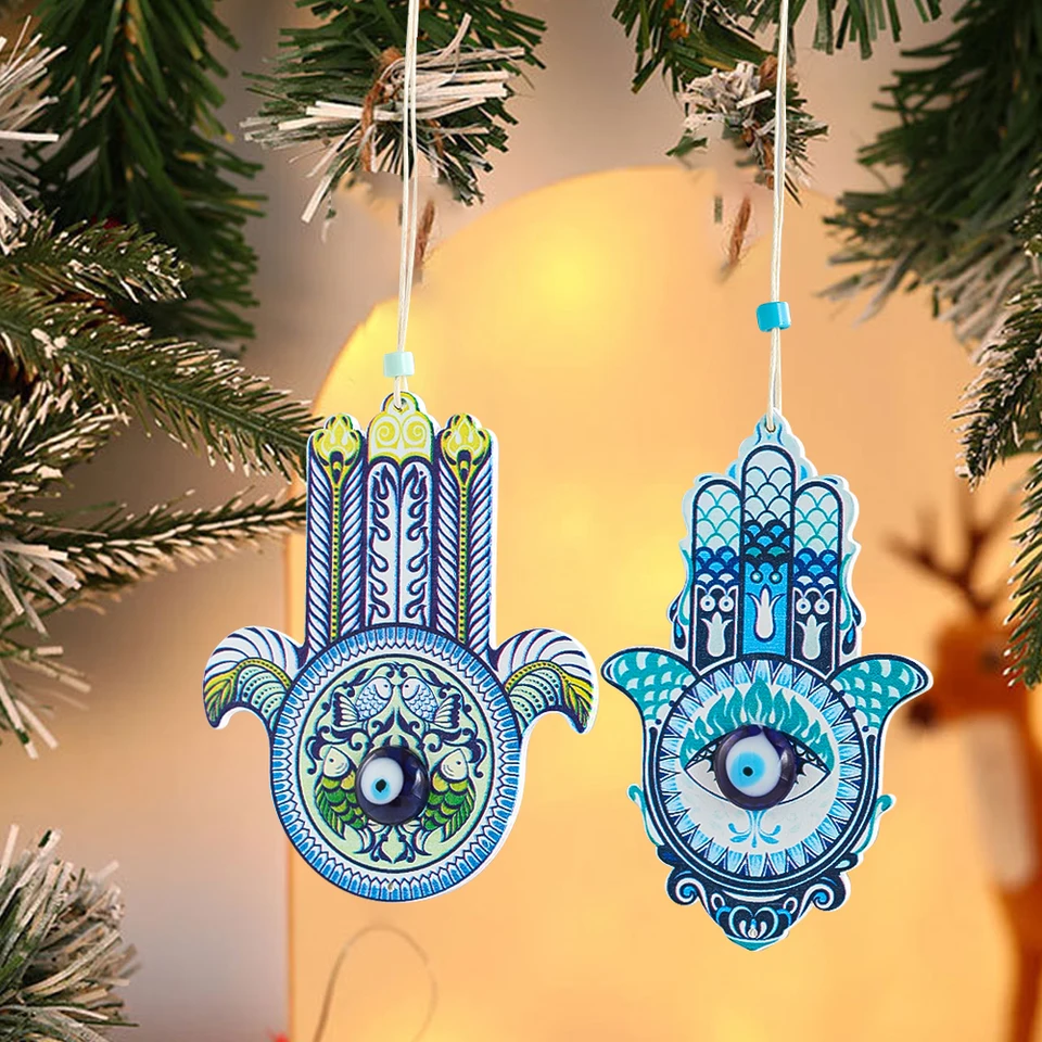 Hamsa ruka na stenu zavesenie dekor dreva Fatima modrá zlá ochrana očí Amulet turecké grécke požehnanie Lucky Wall Decor Car