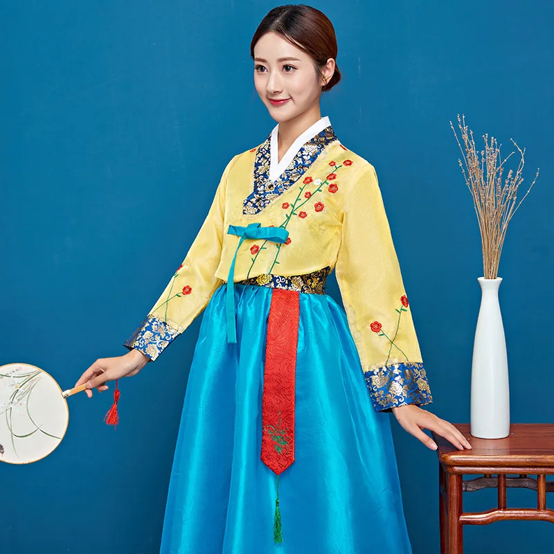 Hanbok Korean Dospelý predstavenie šaty etnické tanečné šaty Performance šaty výročné stretnutia Performance šaty set novú jar