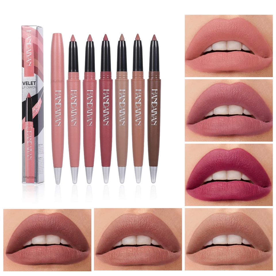 Handaiyan 6 farieb matný vodotesný zamatový nahý rúž ceruzkou pery vložka Sexy červené ružové pigmenty make -up dlhé trvanie