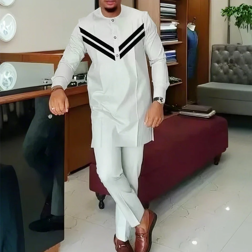 H&D New Dashiki Mens Top Pant 2 kusy Sada afrických mužov oblečenie Riche African Clothing for Men košeľa s nohavicami ramadan bazin