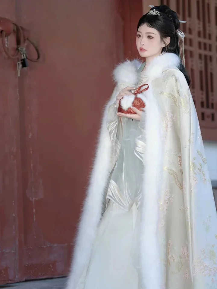 Hanfu japonský plášť dámska zimná zimná zimná zimná zimná kožušina Zhruba Super nesmrteľný teplý plášť