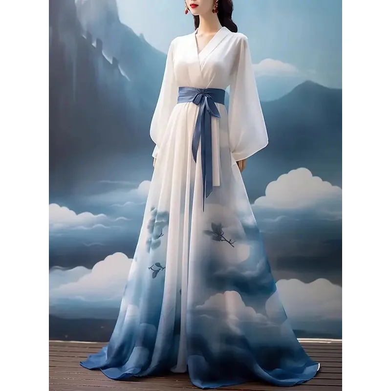 Hanfu čínsky štýl šaty dámske dámske oblaky princezná šaty východné Fury cosplay tanečné šaty