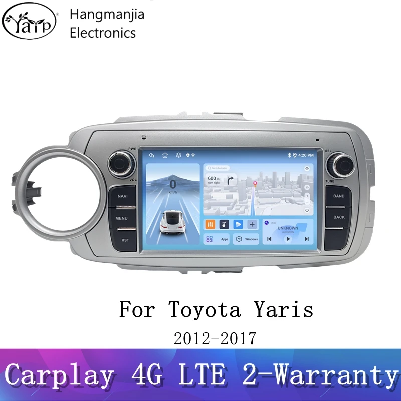 Hangmanjia Android Auto Radio pre Toyota Yaris 2012 2013 2014-2017 CAR Multimedia DVD GPS Navigation Autoradio Wireless CarPlay