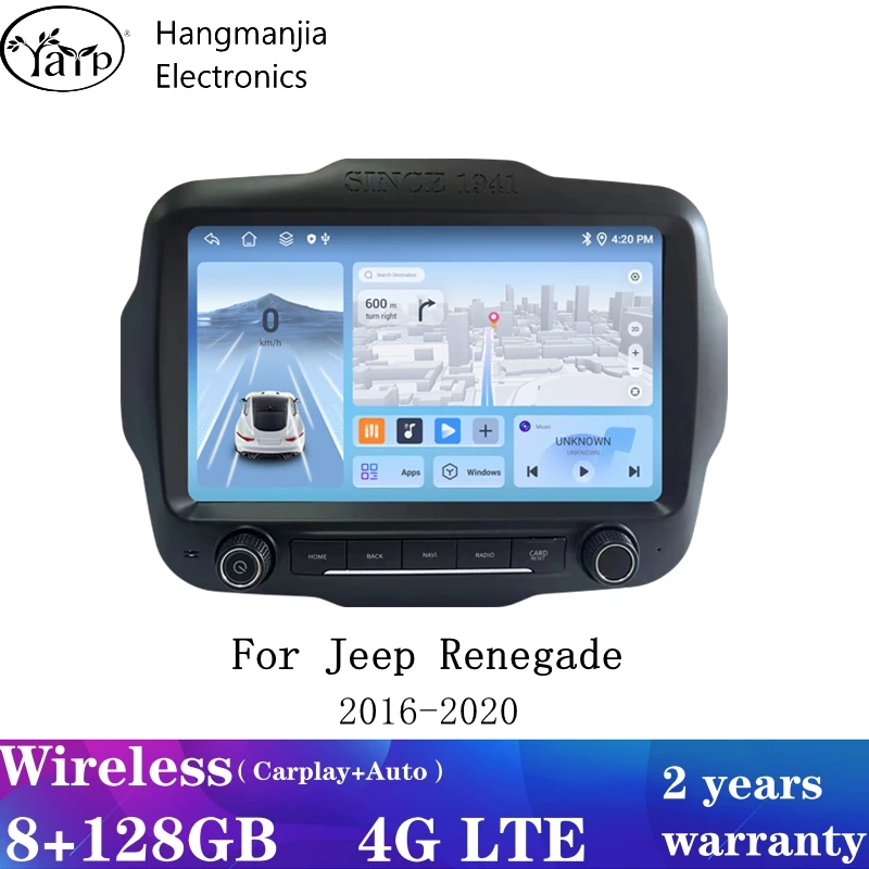 Hangmanjia Wireless CarPlay Android Auto Car Radio pre Jeep Renegade 2016 2017 2018 2019 2019 2020 Multimedia Video Player Autoradio