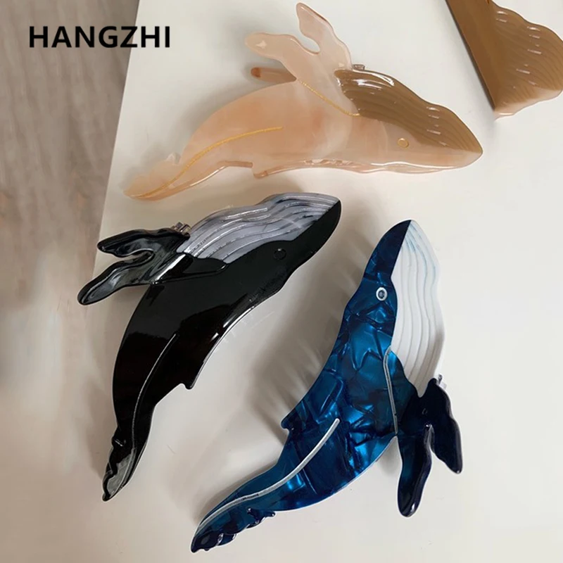Hangzhi modrá veľryba nepravidelné geometrické žraloky pazúry octová kyselina klip Abstrakt pre ženy dievčatá narodeninové šperky
