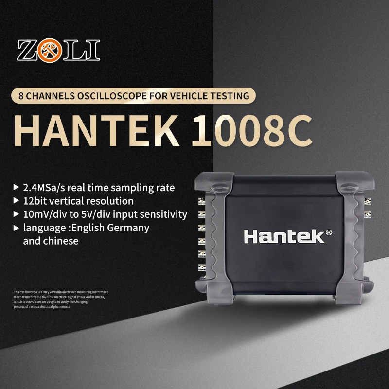 HANTEK 1008C Prenosný USB PC Digital Storage Osciloscope 8 Kanál Generátor Automobilový multifunkčný osciloskop