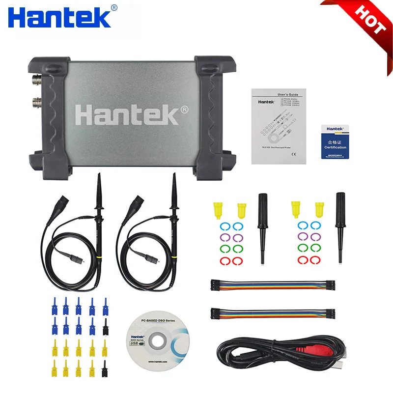 Hantek 6022be 6022bl Automatický osciloskop NAPOPOP PC USB Prenosný осцилограvid Digital Storage 20MHz 48MSA / S Logic Analyzer