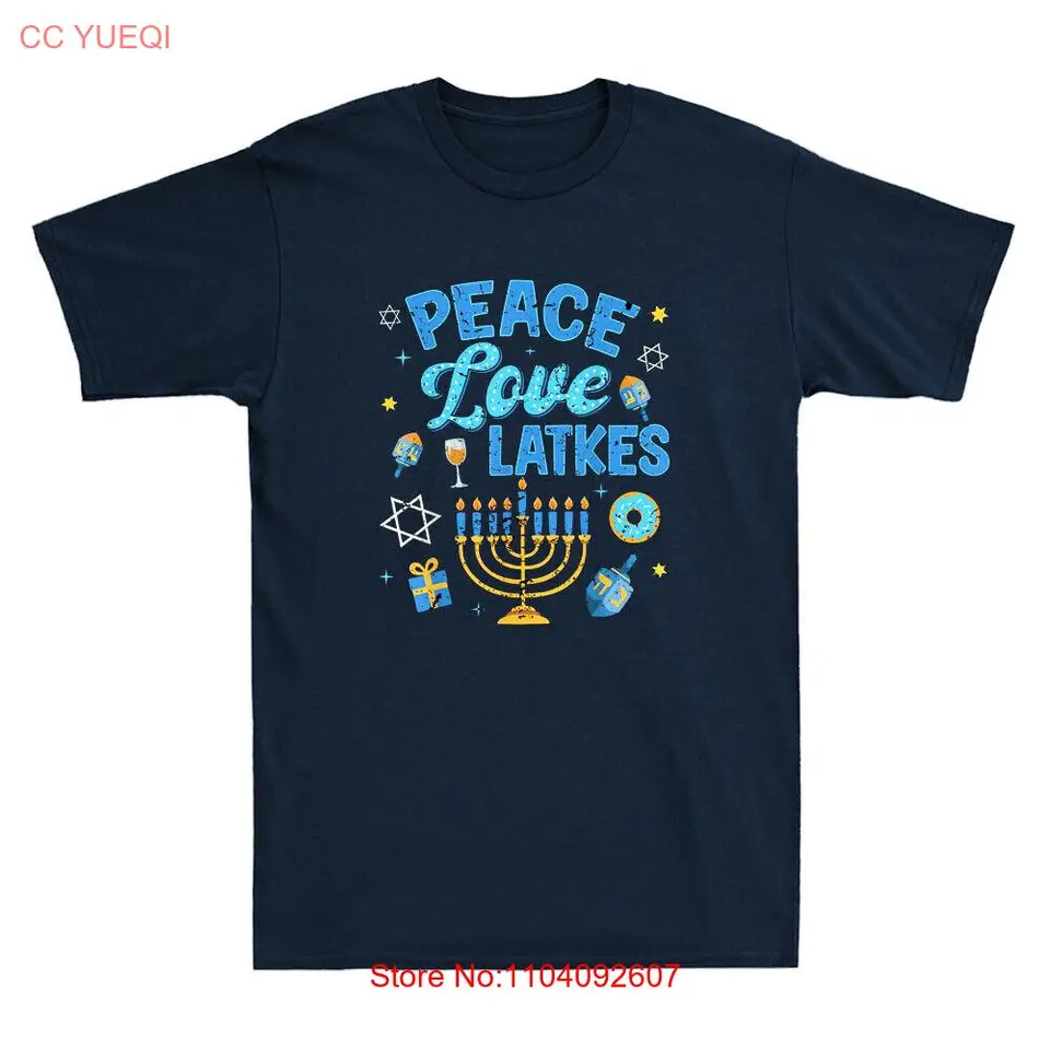 Hanukkah Love Menora Dreidel Chanuka židovská vtipná grafická retro mužské tričko