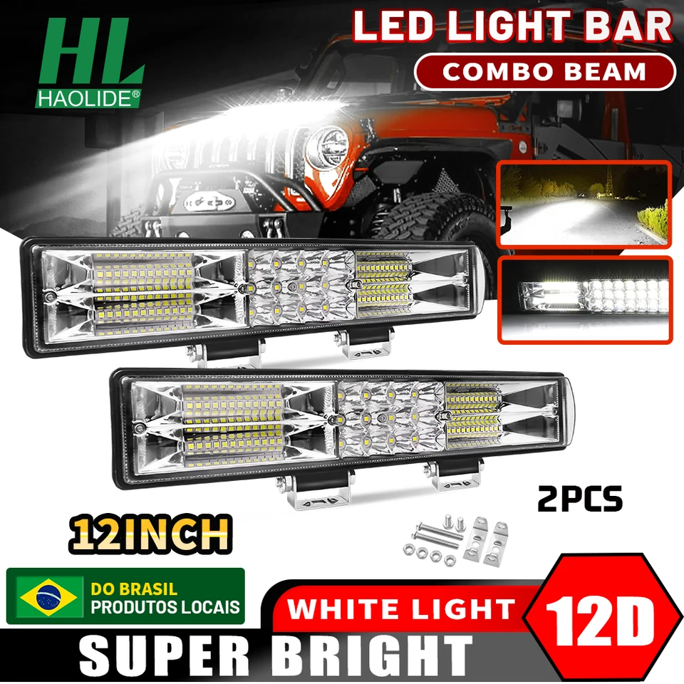 Haolide 12-palcový LED terénový svetelný bar 12V 24 V Triple Row 6000K 3000K Combo lúč Hnací LED LEGE BAR pre SUV UTV PICKUP 4WD