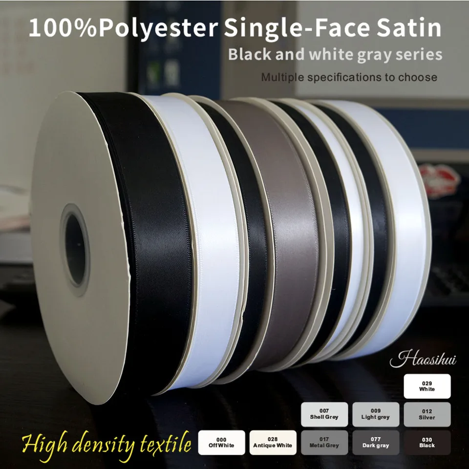 Haosihui-dvojstranná saténová stuha, svadobné dekorácie, kvety, 100 yardov, 6 mm, 9 mm, 13 mm, 16 mm, 19 mm, 22 mm