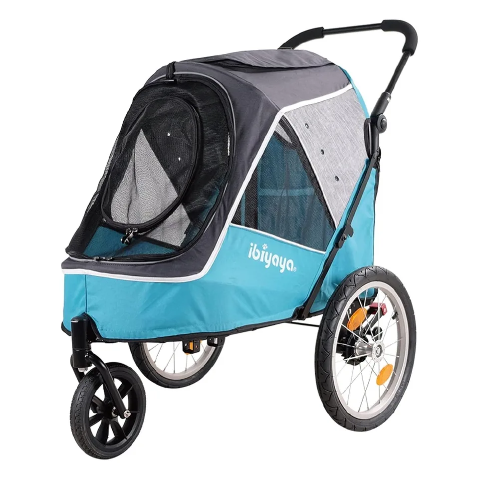 Happy Pet All Terrain Bike Trailer Begger kočíka pre stredné a veľké psy s predným a horným vstupom a skladateľným dizajnom