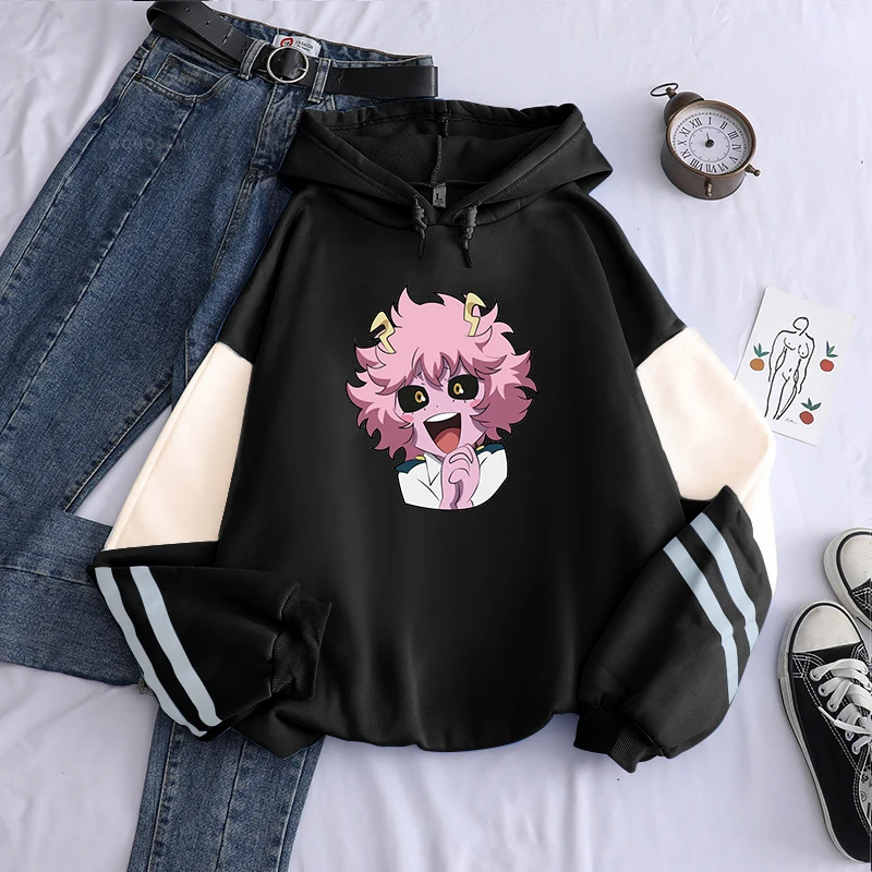 Harajuku Anime My Hero Academia Hoodies Hoodies s dlhým rukávom unisex streetwear cartoon kawaii plaché dievčatá grafika mina ashido mikiny