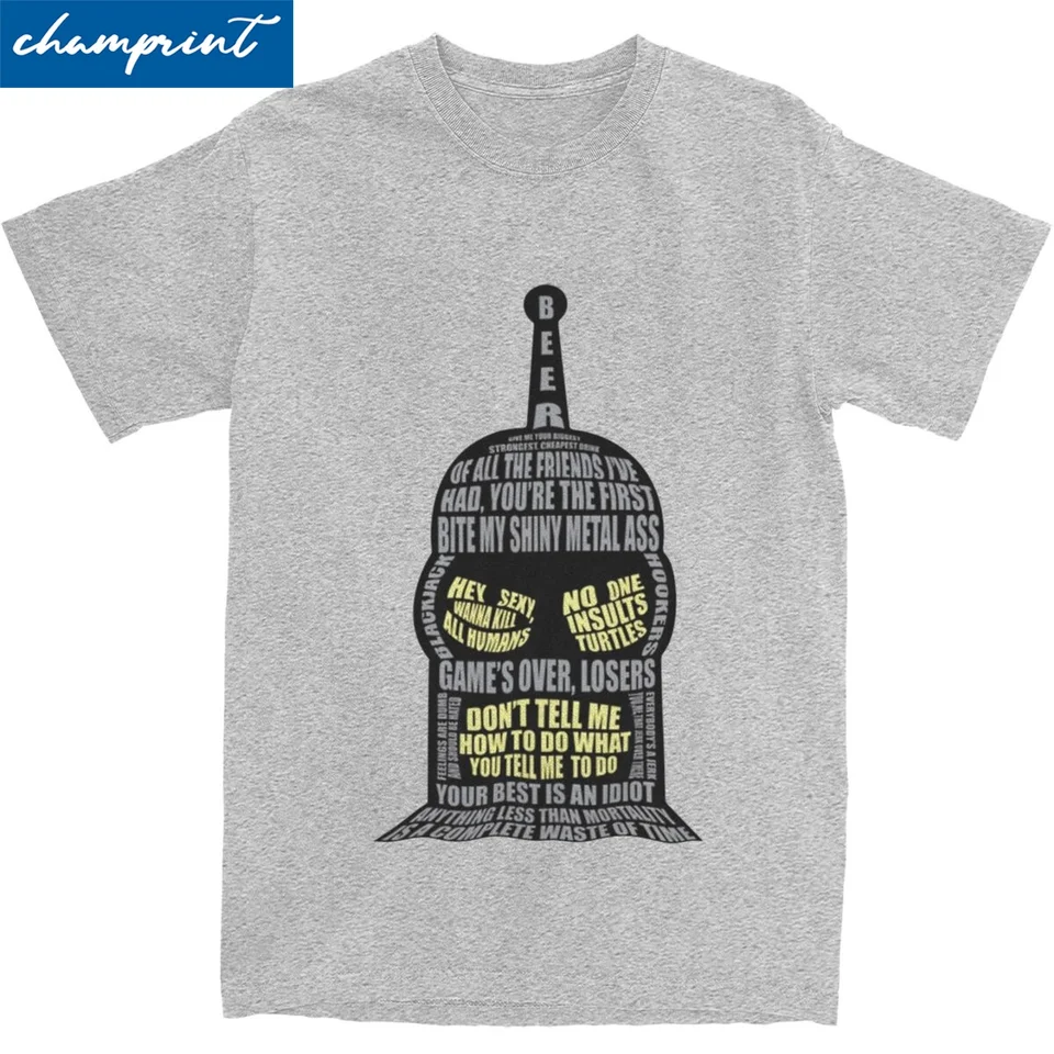 Harajuku Bender Citáty tričká Men bavlník s krátkym rukávom Futuramas okrúhly krk letné oblečenie