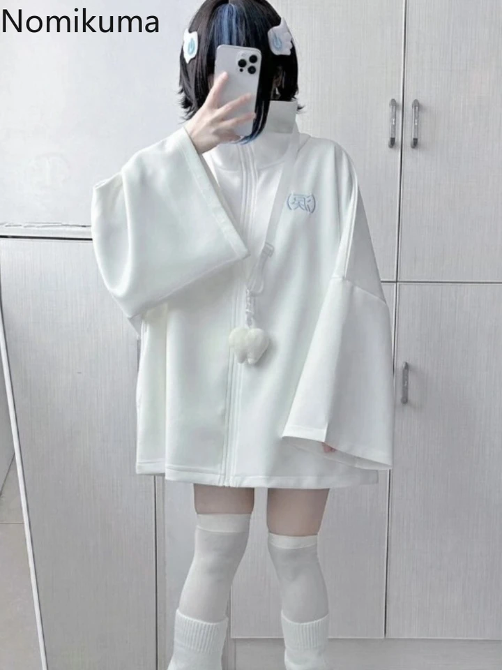 Harajuku bundy pre ženy 2024 Ropa Mujer Stand Crck Zipper Y2K Tops Tops Streetwear zips nadmerne zvrchovaný obchod s módnymi vrstvami