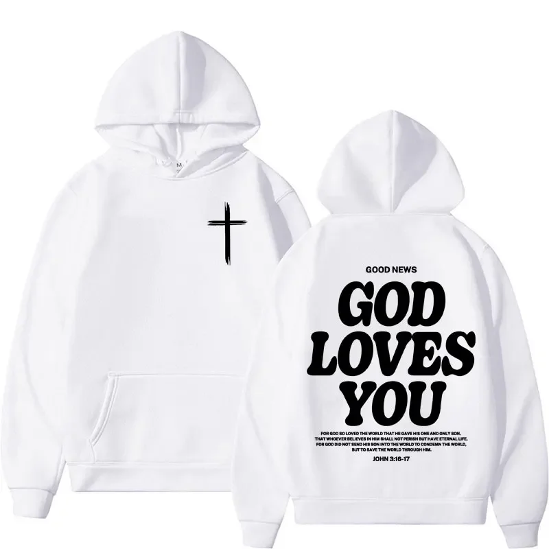 Harajuku estetický kresťanský kresťan Ježišový kostol mikina biblický verš Boh ťa miluje kapucňu mužských žien vintage mikiny Streetwear y2k