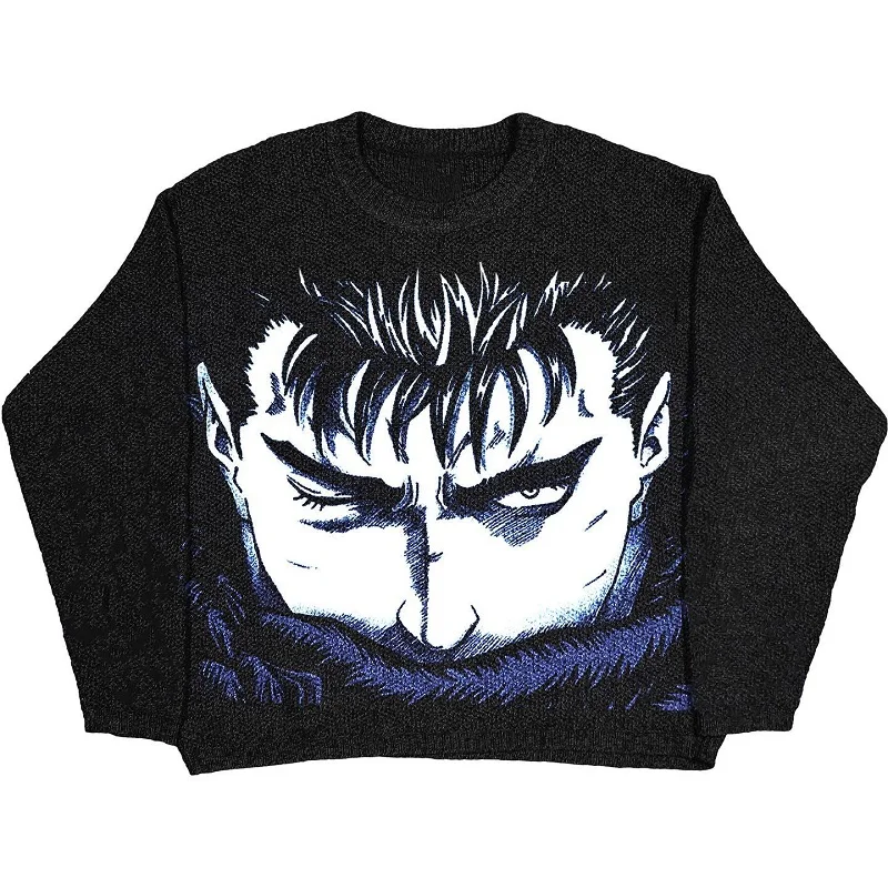 Harajuku karikatúra anime pletený sveter rock hip hop rap pullover žien sveter sveter vintage muži zimné nadmerne nadmerne punk
